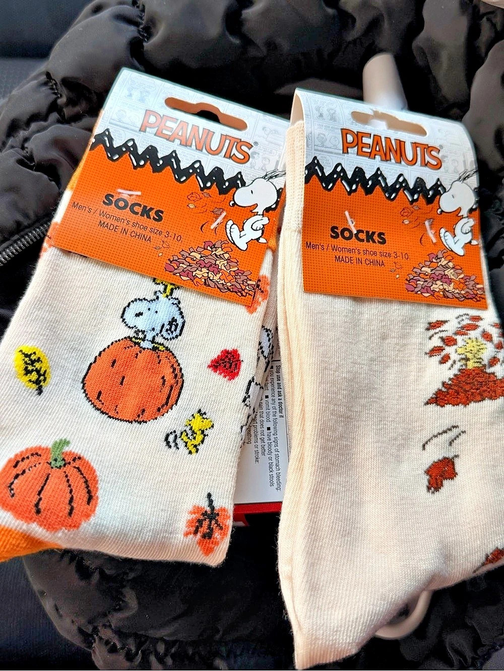 Peanuts Snoopy Fall Pumpkin Crew Socks Cream & Orange